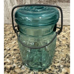 Ball Ideal  Bicentennial 1776-1976 Aqua Blue Pint Bale W/Lid Vintage